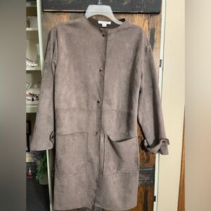 Faux suede look size small dress jacket nwot beige tan